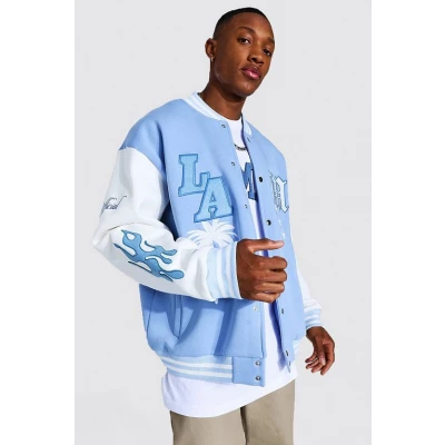 La Badge Jersey Varsity Bomber Jacket