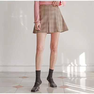 Box Pleat Check Skirt