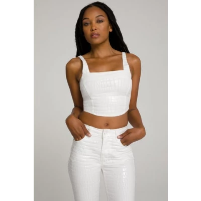 White Croc Corset Top White001