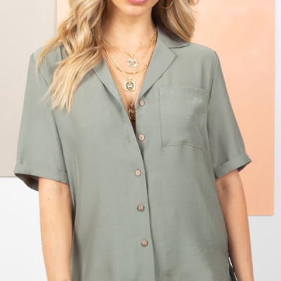 Boyfriend Button Up - Seaweed