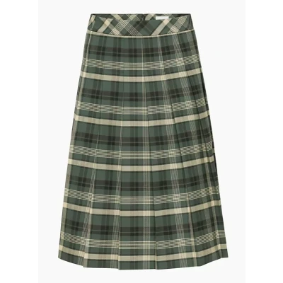 olive midi pleated skirt