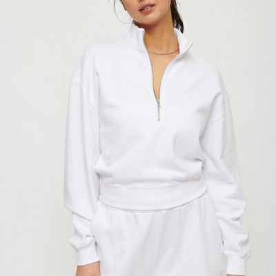 Bleeker French Terry Crop Half Zip Sweatshirt