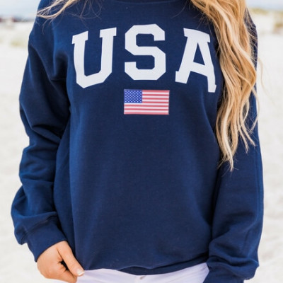 Athletic USA Flag Sweatshirt Navy