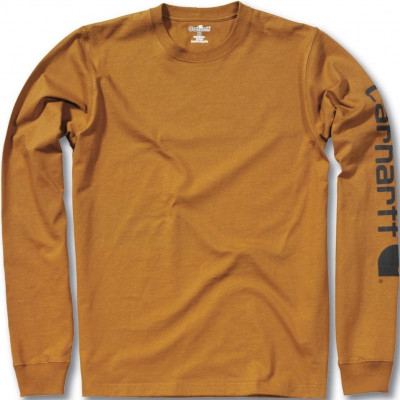 Carhartt Signature Sleeve Logo Long-Sleeve T-Shirt brown