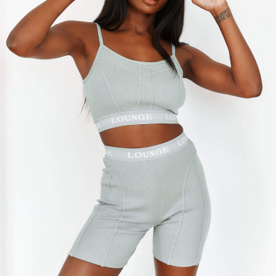 Sage Soft Chic Ribbed Bralette And Shorts Set