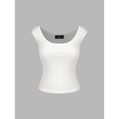 Solid Scoop Neckline Tee - Cider