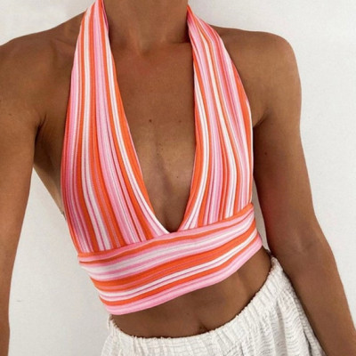 Stripe Halter Crop Top Spring/Summer