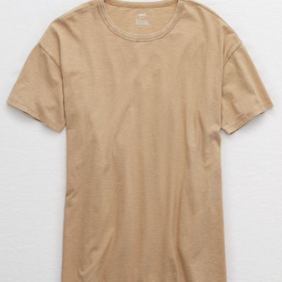 Aerie Boyfriend Distressed Oversized T-Shirt Womens Dark Tan