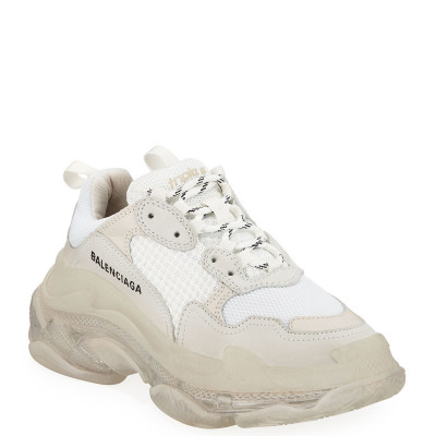 Triple S Air Nylon Sneakers with Logo, Blanc