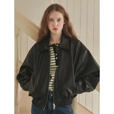 Faux Leather Blouson Jacket