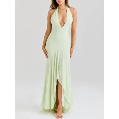 TAMARA Pistachio Georgette Draped Midi Dress | Nordstrom