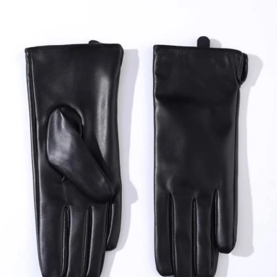 Black leather gloves