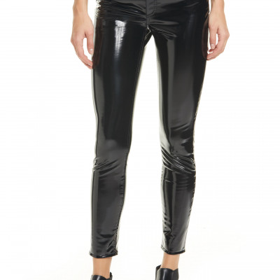 Womens Rag & Bone Super High Waist Ankle Skinny Vinyl Pants