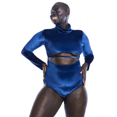 Strata Bodysuit - Navy Velvet