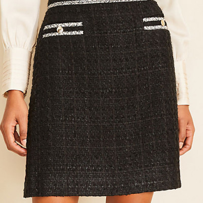 Tweed Button Pocket Skirt
