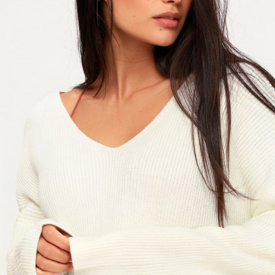 Cuddle With Me Cream V-Neck Sweater | Lulus
