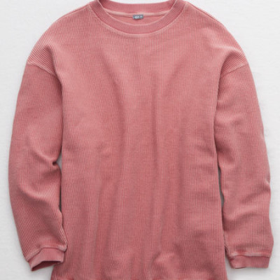Aerie New Love Corded Oversized Sweatshirt Womens Mystical Mauve