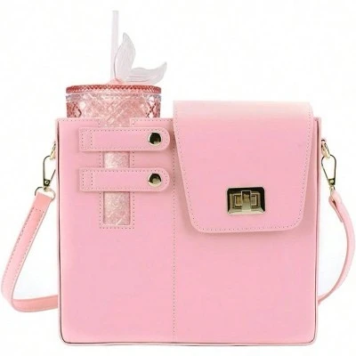 BABYYER Crossbody Bags for Women Water Cup Purse with Cup Holder Outdoor Portable Crossbody Cup Holder Bag Water Bottle Purse (Pink)