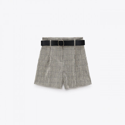 Belted Plaid Shorts