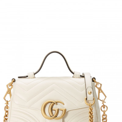 Gucci Gg Matelasse Leather Top Handle Bag - White