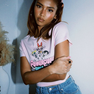 Powerpuff Jump For Joy Cropped Tee Pink