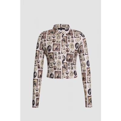 Printed Zip Up Shirt