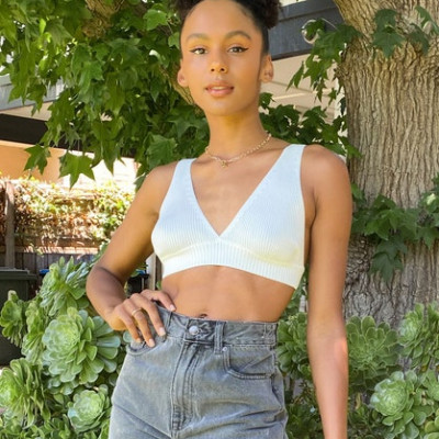 Rib Knit Bralette in White | Glassons