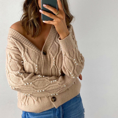 Opal Pearl Embellished Knitted Cardigan at ikrush