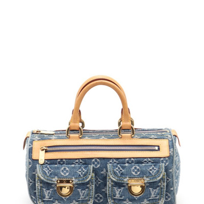 Louis Vuitton Neo Speedy Monogram Denim Handbags Denim Leather Blue