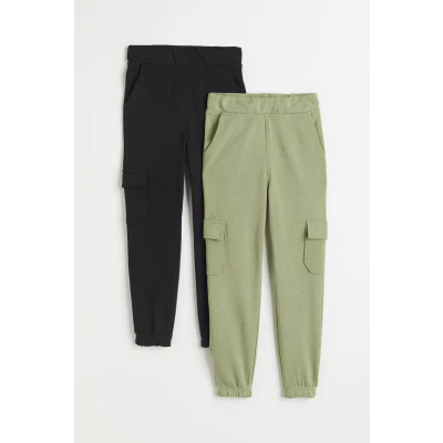 H & M - 2-pack Cargo Joggers - Green