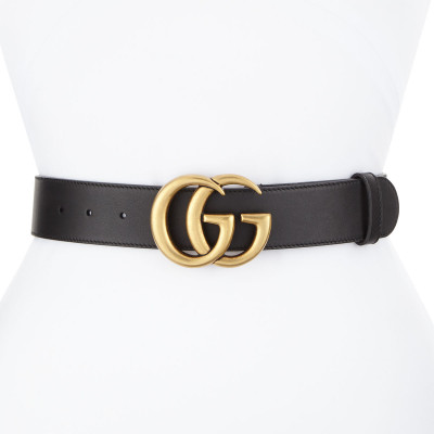 Leather Belt with GG Buckle