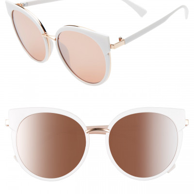 Womens Bp. 54mm Round Cat Eye Sunglasses - White