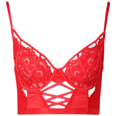 Lace Up Caged Longline Bra