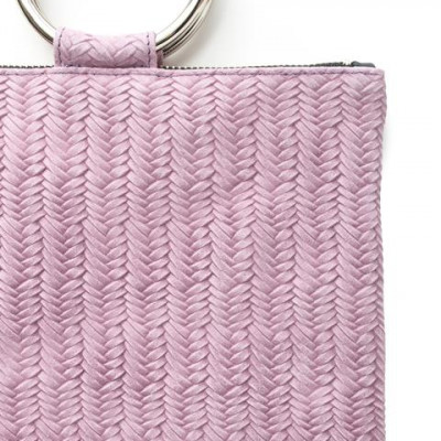 laine silver metal ring bag in lilac woven cow leather