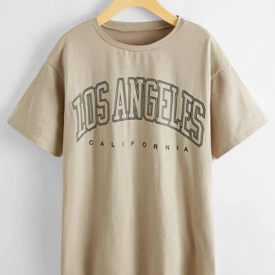 Letter Graphic Drop Shoulder Longline Tee