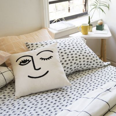 Winky Embroidered Pillow - Assorted 18X18 at Urban Outfitters