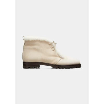 Mircus Suede Shearling Lace-Up Booties