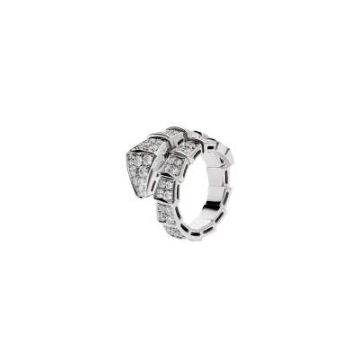 Serpenti Ring in 18k White Gold and Diamonds