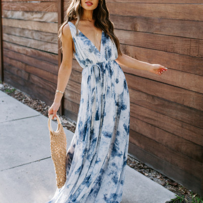 Magalie Tie Dye Slit Maxi Dress