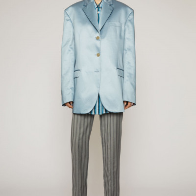 Satin Suit Jacket Powder Blue