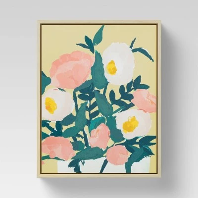 Yellow Floral Framed Canvas