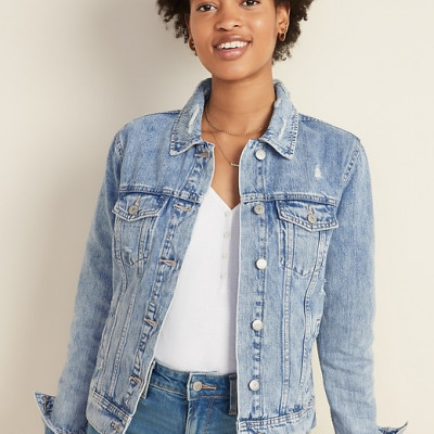 Distressed Jean Jacket for Women