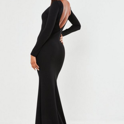 Black Open Back Maxi Dress
