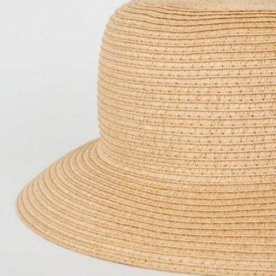 Tan Woven Straw Effect Bucket Hat New Look