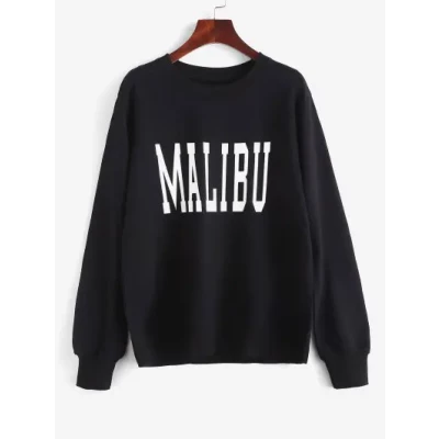 Crewneck Malibu Graphic Rib-knit Trim Sweatshirt