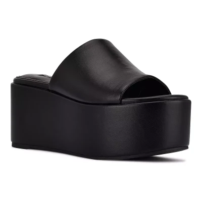 Nine West Balla Womens Platform Slide Sandals, Size: 6.5, Black