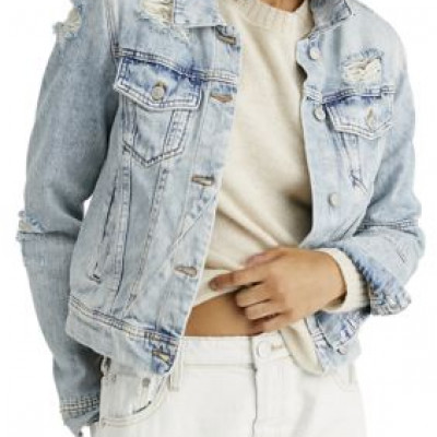Free People Rumors Denim Jacket - Light Blue -