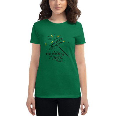 Melissa Joan Hart Iwd 2020 Girl Power Is Magic Semi-Fitted Tee (Green Shirt, Black Design)