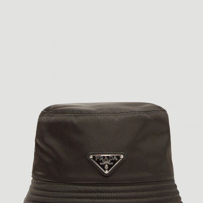 Prada Nylon Logo Bucket Hat in Black