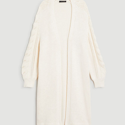 Cable Knit Sleeve Open Cardigan